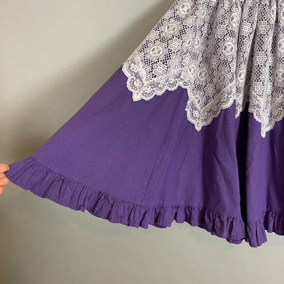 Handmade‎ Skirt Lace Purple White Elastic Waistband Country Line Dance Rodeo - Picture 4 of 10